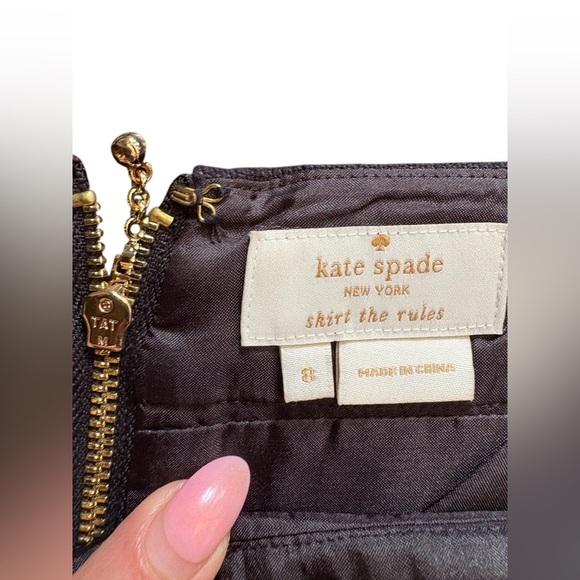 Kate Spade Skirt the Rules skirt Tribal Geometric embroidered trim sz 8 black - Picture 5 of 9